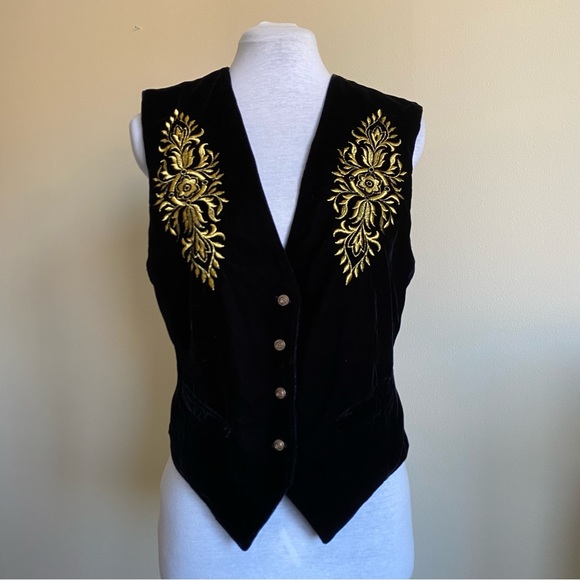 vintage velvet embroidered vest - Picture 4 of 15